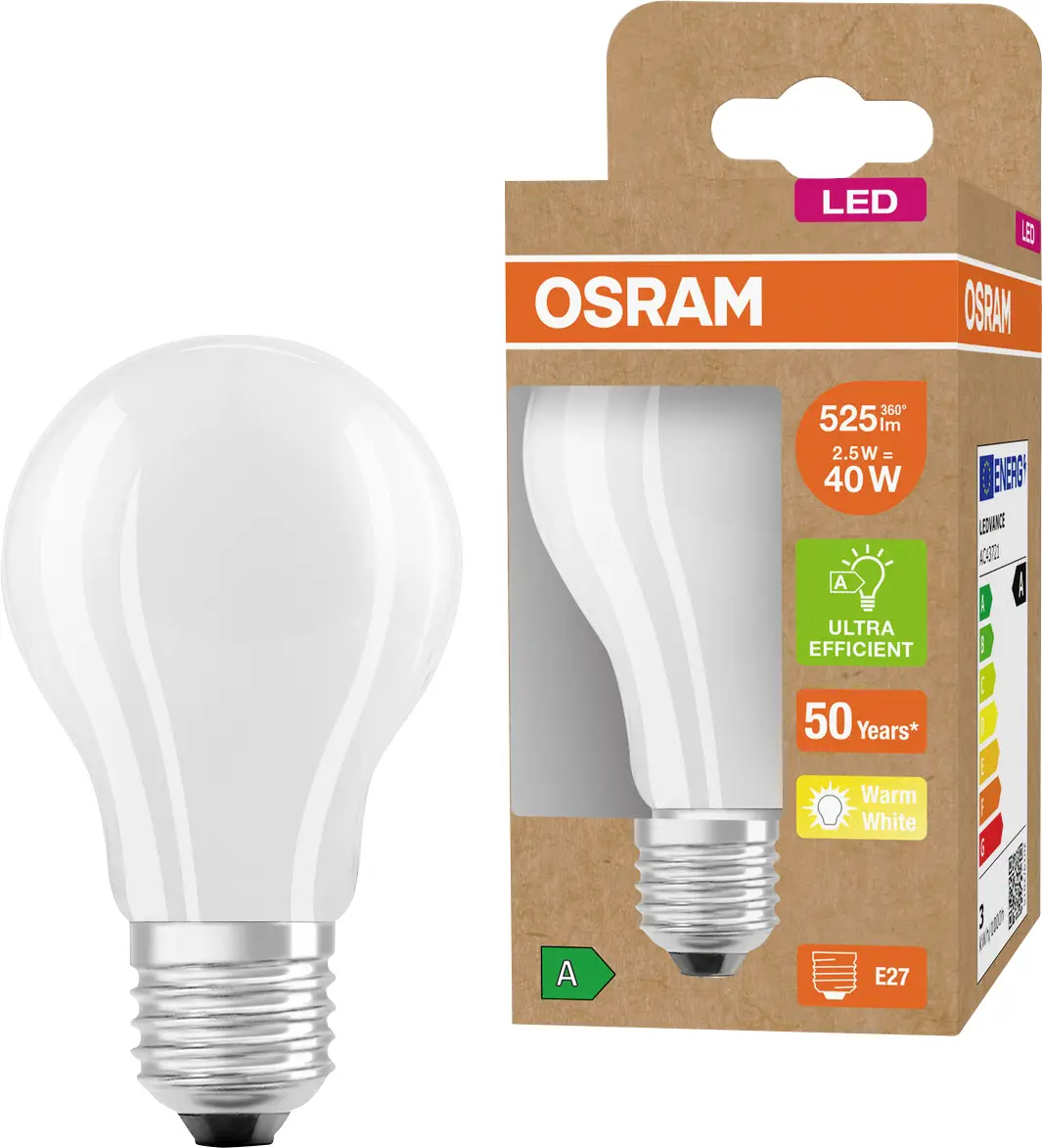 Світлодіодна лампа OSRAM HOMELIGHTING 4099854009570 E-27 2,5 Вт = 40 Вт теплий білий 1 шт.