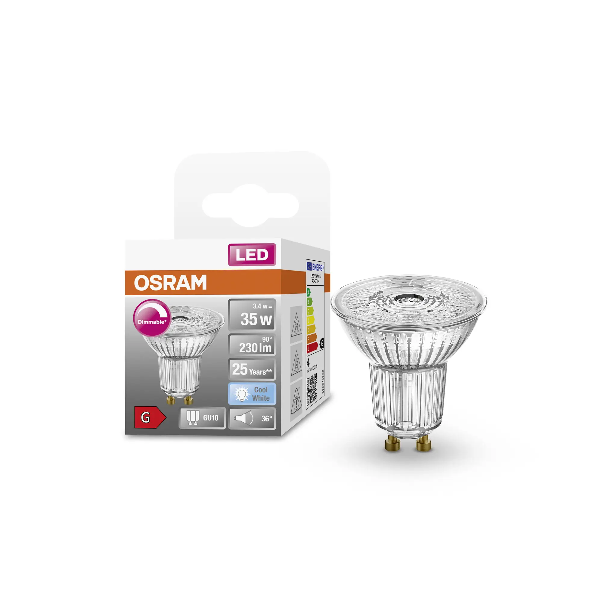 Светодиодная лампа OSRAM HOMELIGHTING 4058075797666 GU10 3,4 Вт = 35 Вт холодный белый 1 шт.