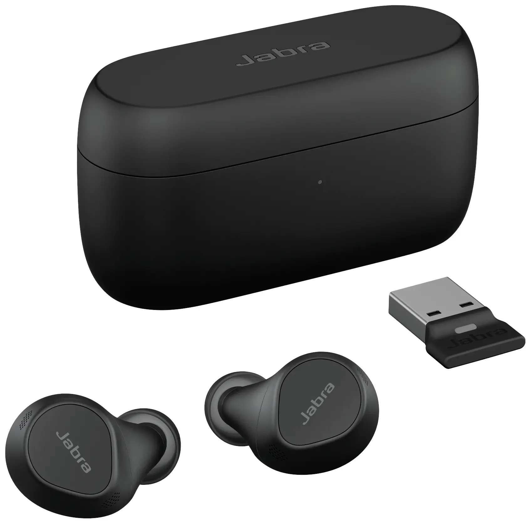 Стереонаушники Jabra Evolve2 Buds Bluetooth, черные, с микрофоном с шумоподавлением, чехлом для переноски с шумоподавлением и функ