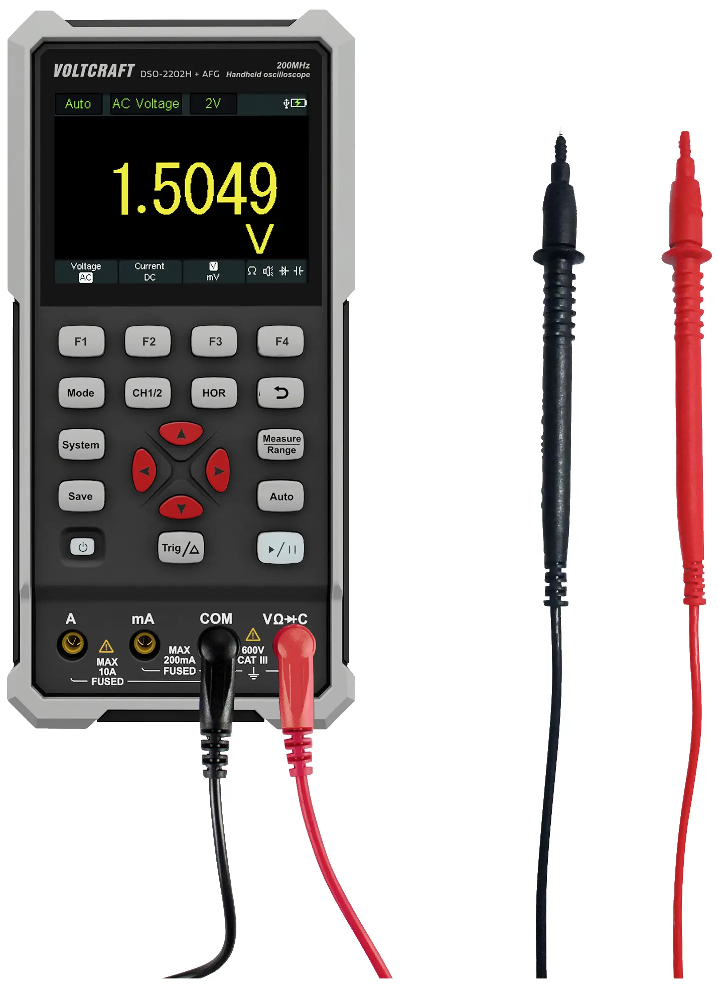 Ручний осцилограф VOLTCRAFT DSO-2202H + AFG 200 МГц 1 Гвиб/с