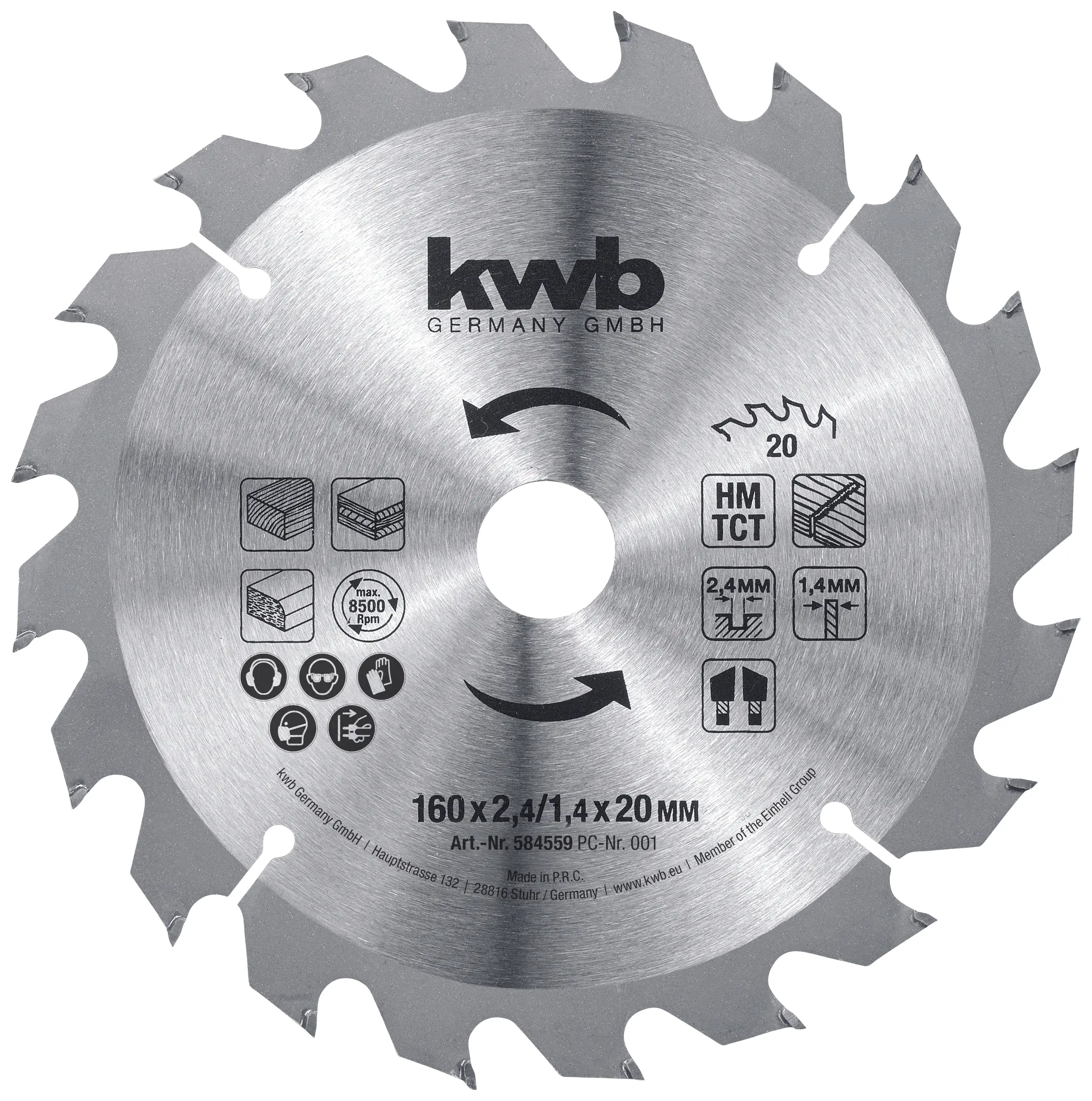 Отрезной диск kwb 160 x 16 мм, 1 шт.