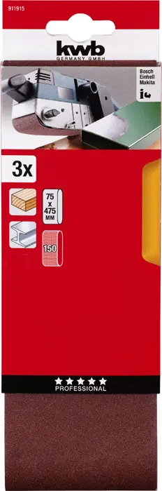 Комплект шлифовальных лент KWB 911915, 457 мм, 3 шт.