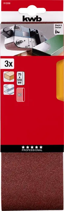 Комплект наждачних стрічок kwb 912308 510 мм 3 шт.