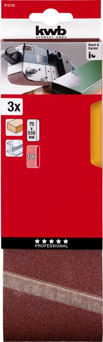 Комплект наждачних стрічок kwb 912310 510 мм, 3 шт.