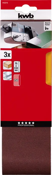 Комплект шлифовальных лент KWB 912315, 510 мм, 3 шт.