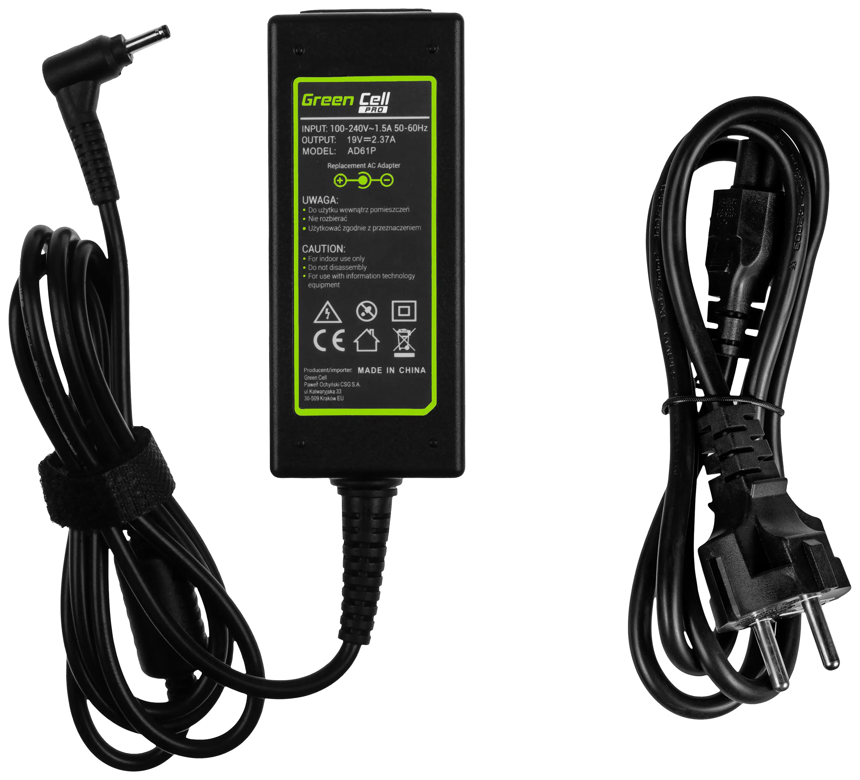 Блок питания для ноутбука Green Cell GC-AD61P 45 Вт, 2,37 А