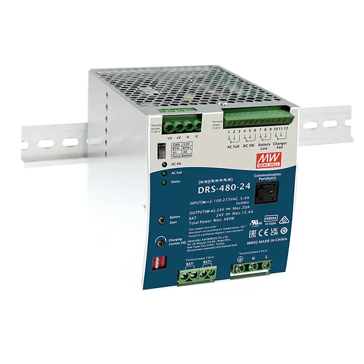 Блок живлення для DIN-рейки MEAN WELL DRS-480-24 24 В 20 А 480 Вт Кількість виходів: 1 x Опис 1 шт.
