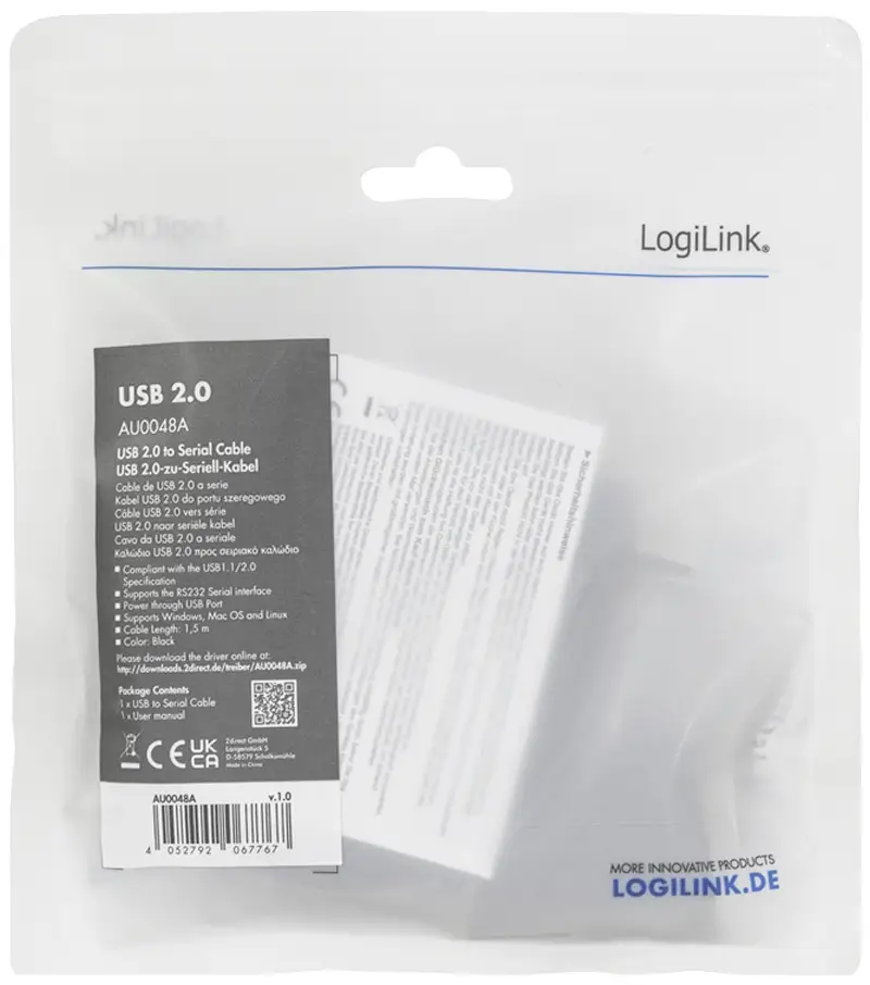Адаптер последовательного порта USB 2.0 LogiLink AU0048A AU0048A, 1,5 м