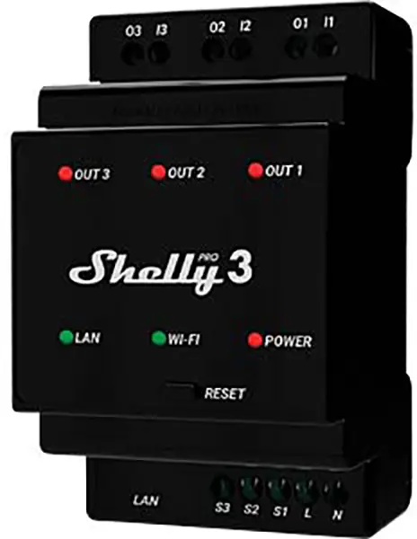 Передатчик Shelly Shelly Pro на 3 DIN-рейку Wi-Fi, Bluetooth