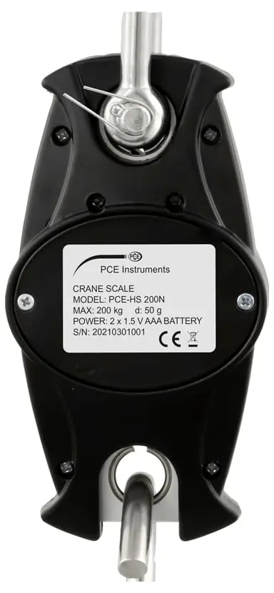 Ваги PCE Instruments PCE-HS 200N, кранові, PCE-HS 200N, діапазон вимірювання макс. 200 кг, градуювання, батарейка 50 г, чорний кол