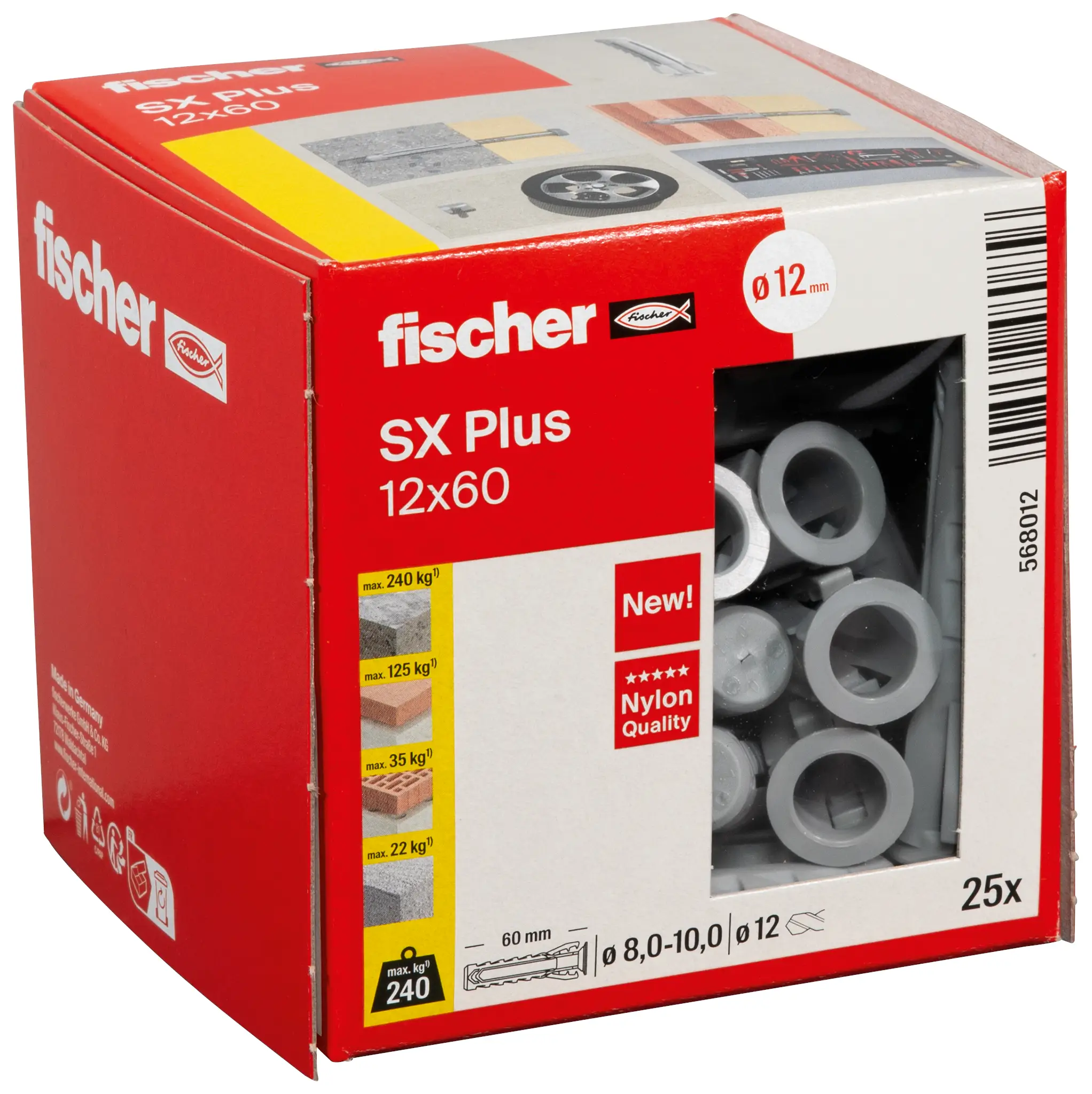 Fischer 568012 SX Plus Расширительный дюбель 60 мм 12 мм 25 шт.