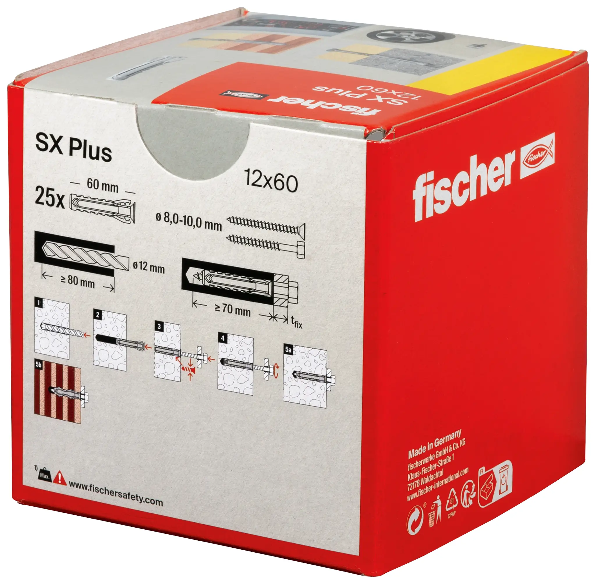 Fischer 568012 SX Plus Расширительный дюбель 60 мм 12 мм 25 шт.