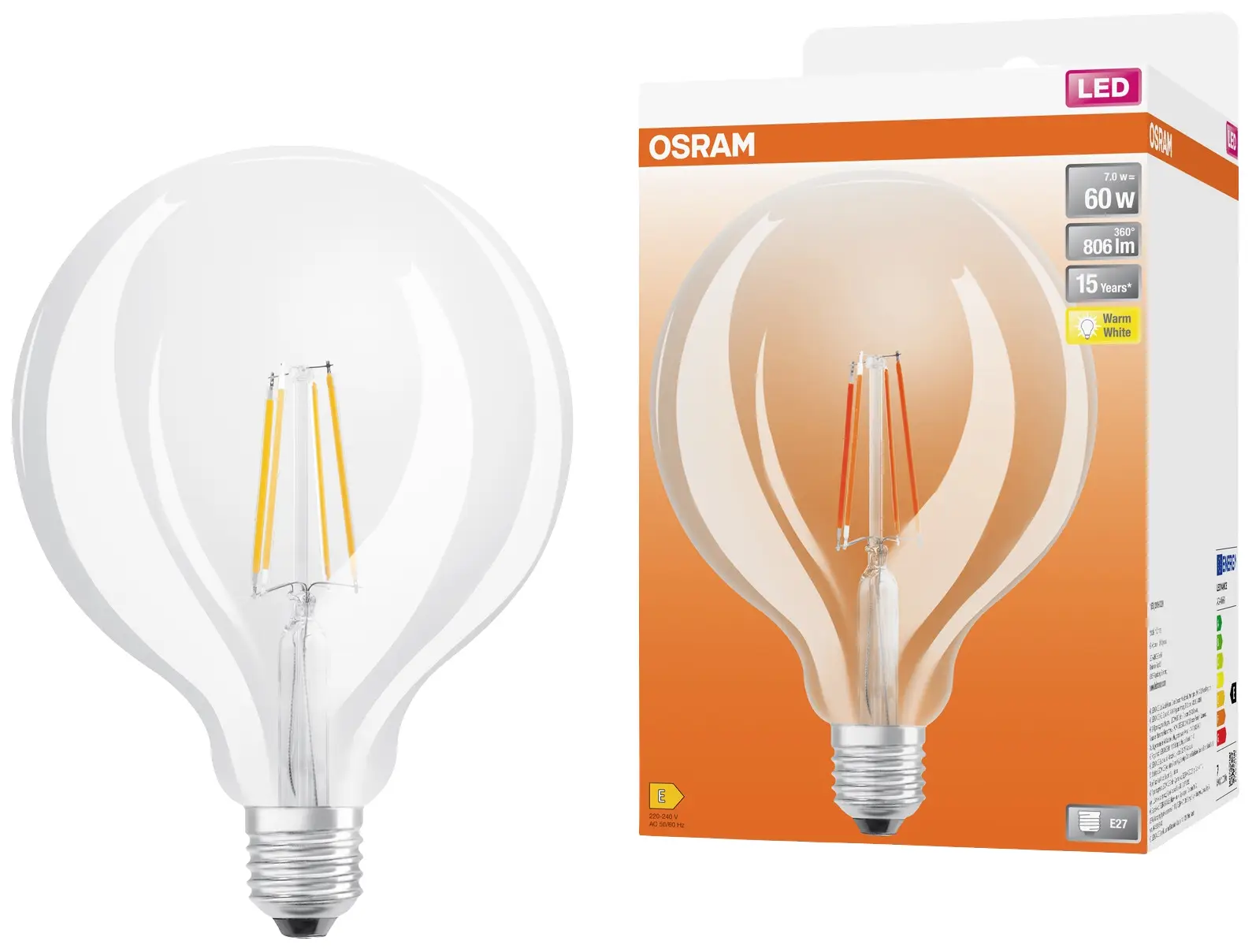 Светодиодная лампа OSRAM HOMELIGHTING 4099854054174 E-27 7 Вт = 60 Вт 806 лм теплый белый свет 1 шт.
