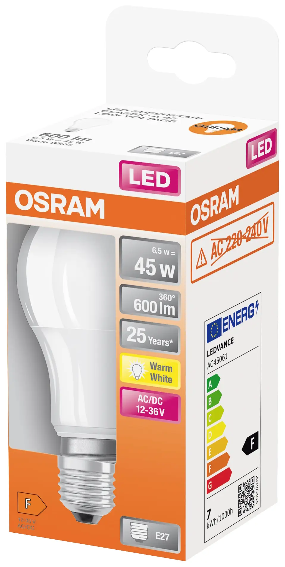Світлодіодна лампа OSRAM HOMELIGHTING 4099854040368 E-27 6,5 Вт = 45 Вт теплий білий 1 шт.