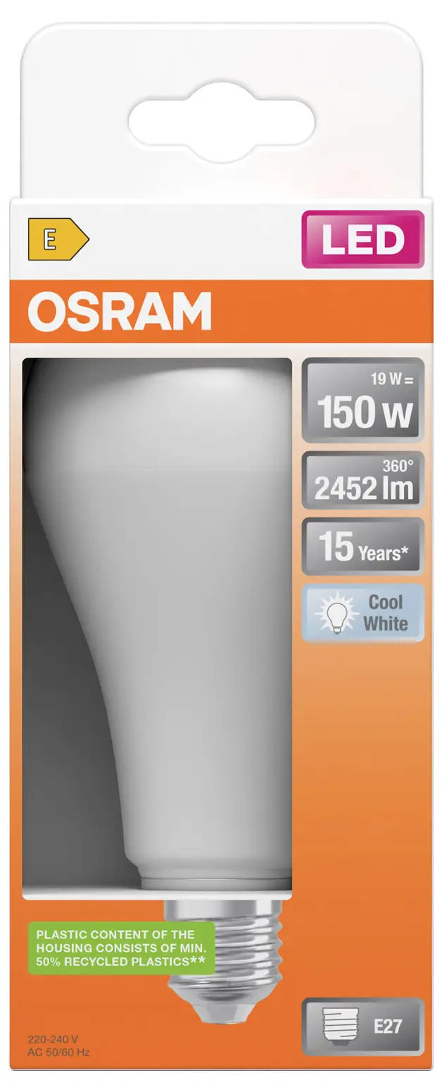 Світлодіодна лампа OSRAM HOMELIGHTING 4099854023149 E-27 19 Вт = 150 Вт 2452 лм біла 1 шт.