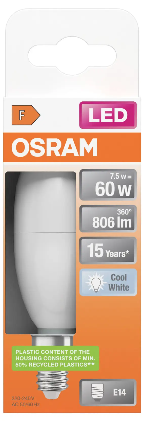 Світлодіодна лампа OSRAM HOMELIGHTING 4099854022982 E14 7 Вт = 60 Вт біла 1 шт.