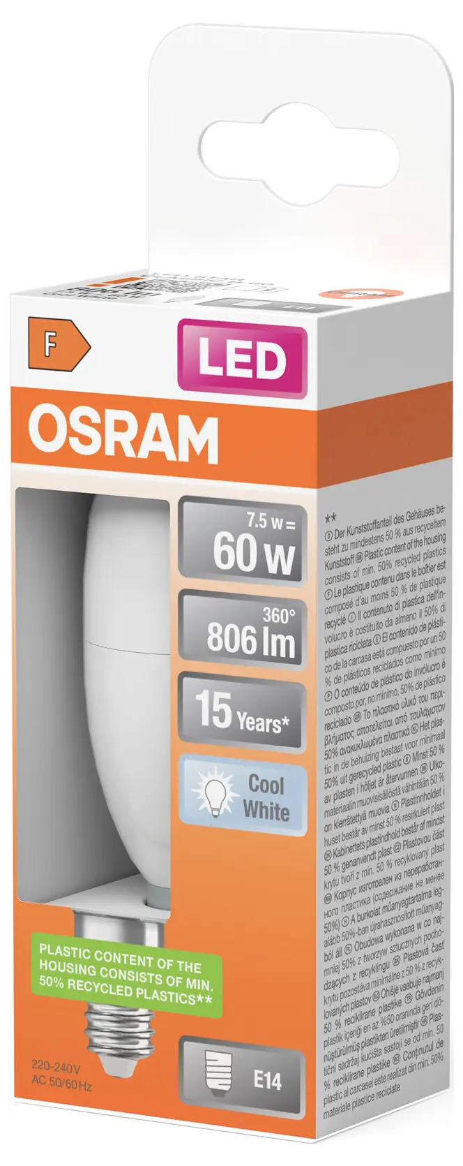 Світлодіодна лампа OSRAM HOMELIGHTING 4099854022982 E14 7 Вт = 60 Вт біла 1 шт.