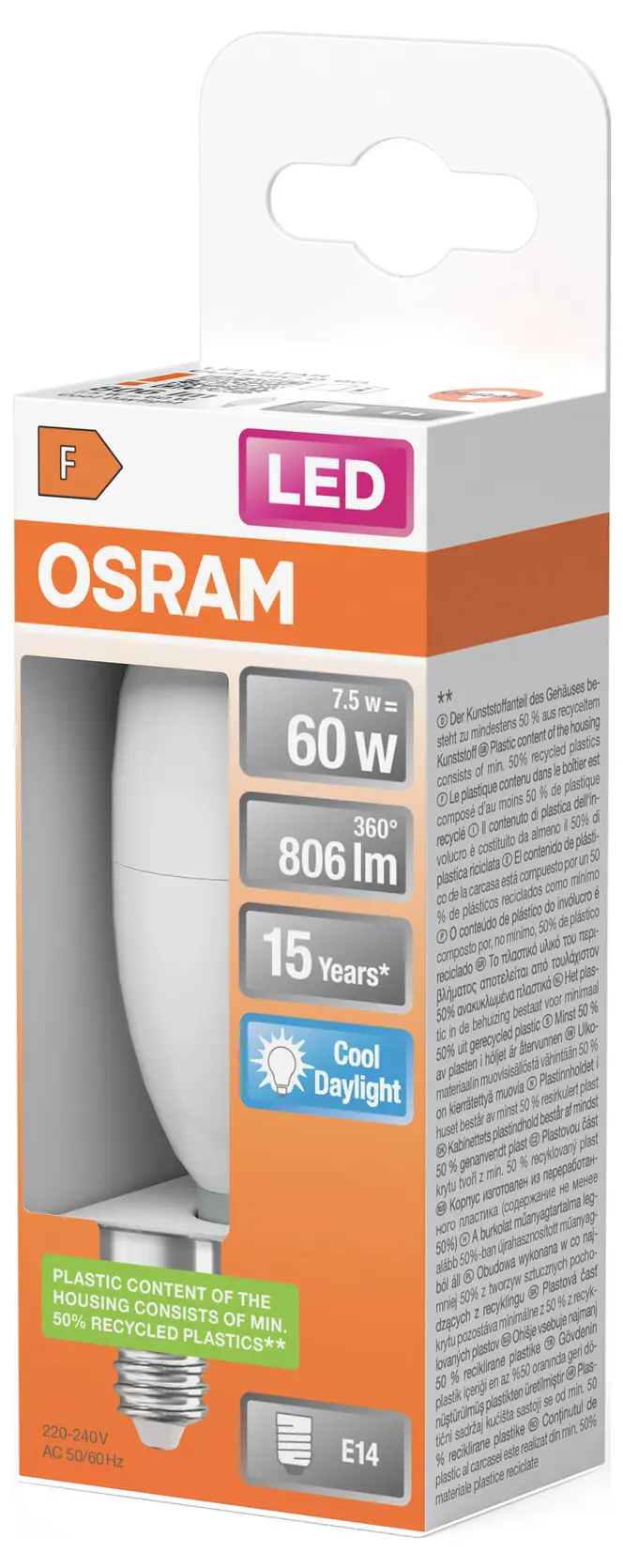 Светодиодная лампа OSRAM HOMELIGHTING 4099854023026 E14 7 Вт = 60 Вт холодный белый 1 шт.