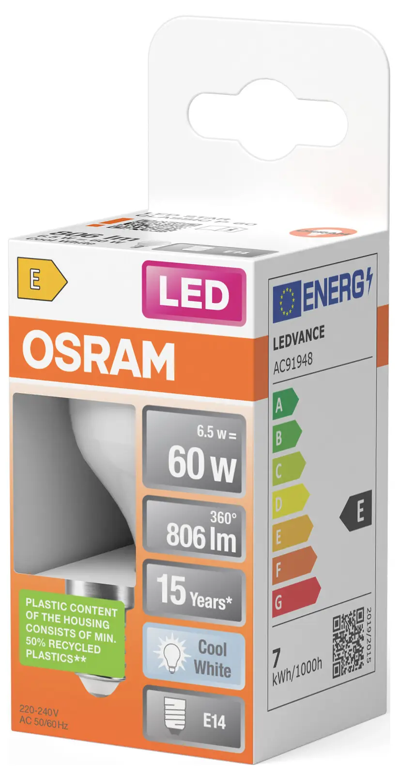 Светодиодная лампа OSRAM HOMELIGHTING 4099854023101 E14 7 Вт = 60 Вт белая 1 шт.