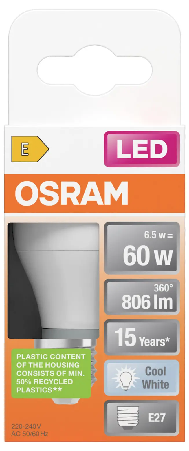 Світлодіодна лампа OSRAM HOMELIGHTING 4099854022005 E-27 7 Вт = 60 Вт біла 1 шт.