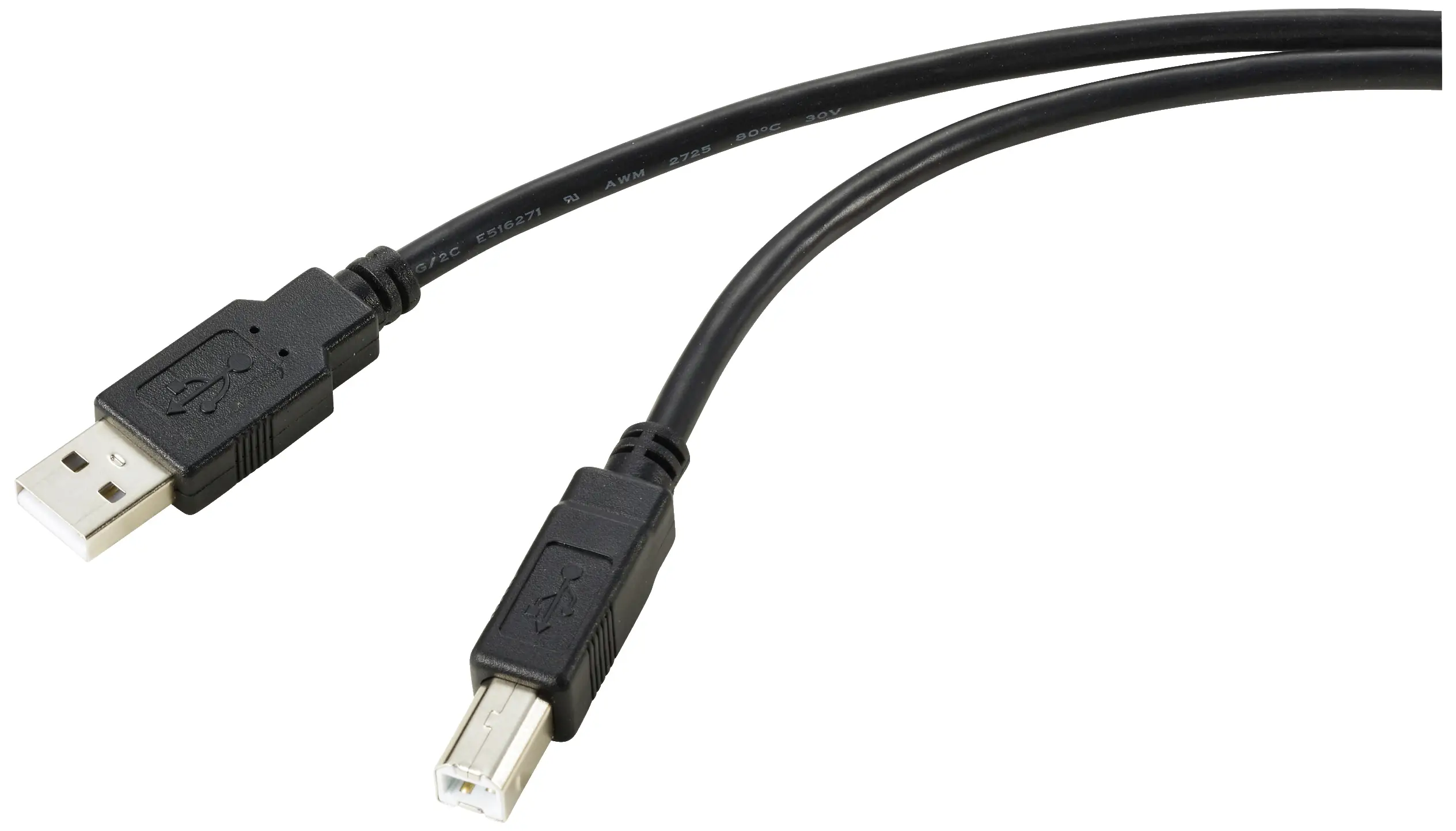 Кабель Renkforce USB 2.0 с разъемами USB-A (штекер) и USB-B (штекер), 10,00 м, черная оплетка, экранирование, RF-5770782