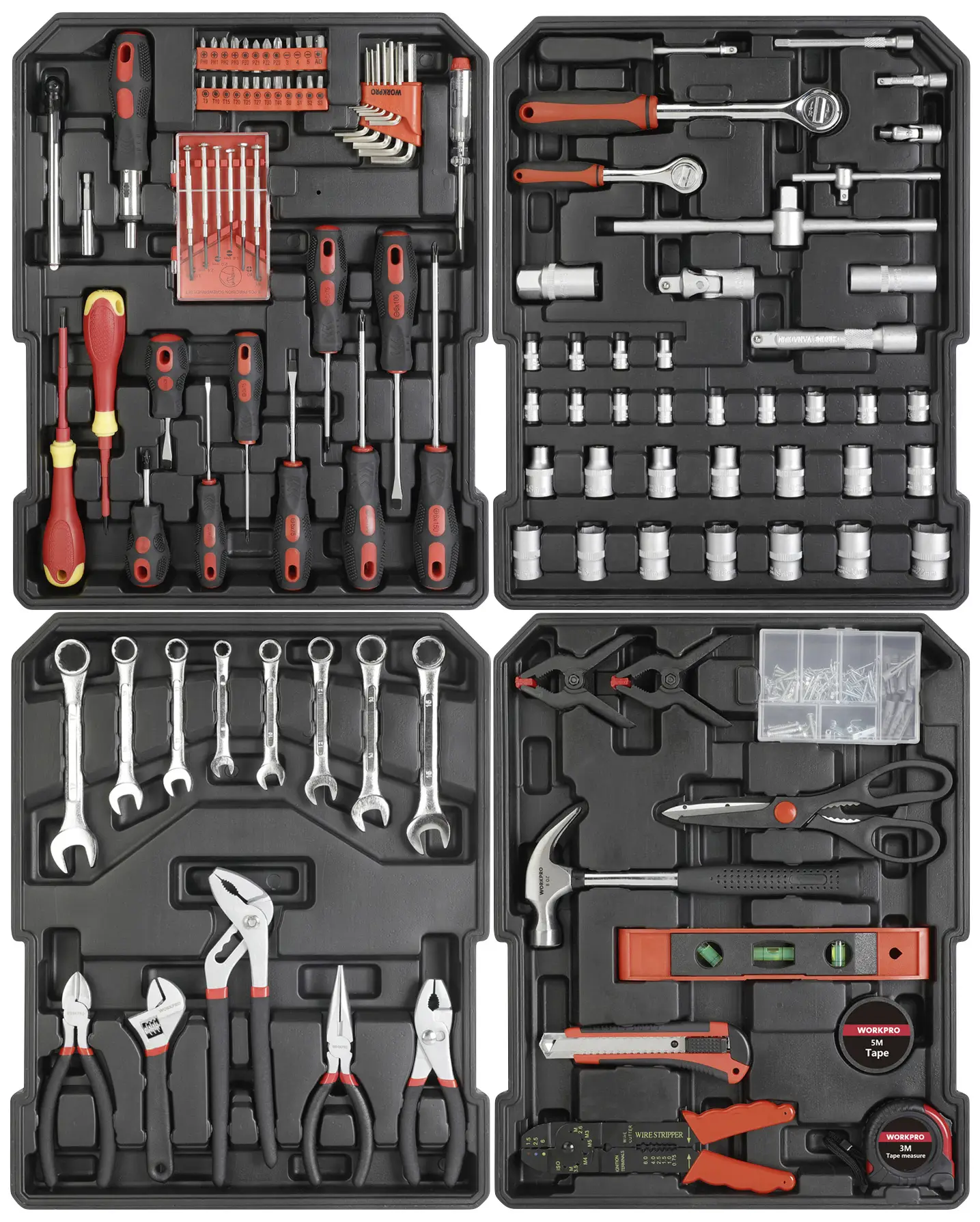 WorkPro WP1050 Набор инструментов WORKPRO в алюминиевом кейсе 1050 предметов. (Д x Ш x В) 37 x 20 x 51 см