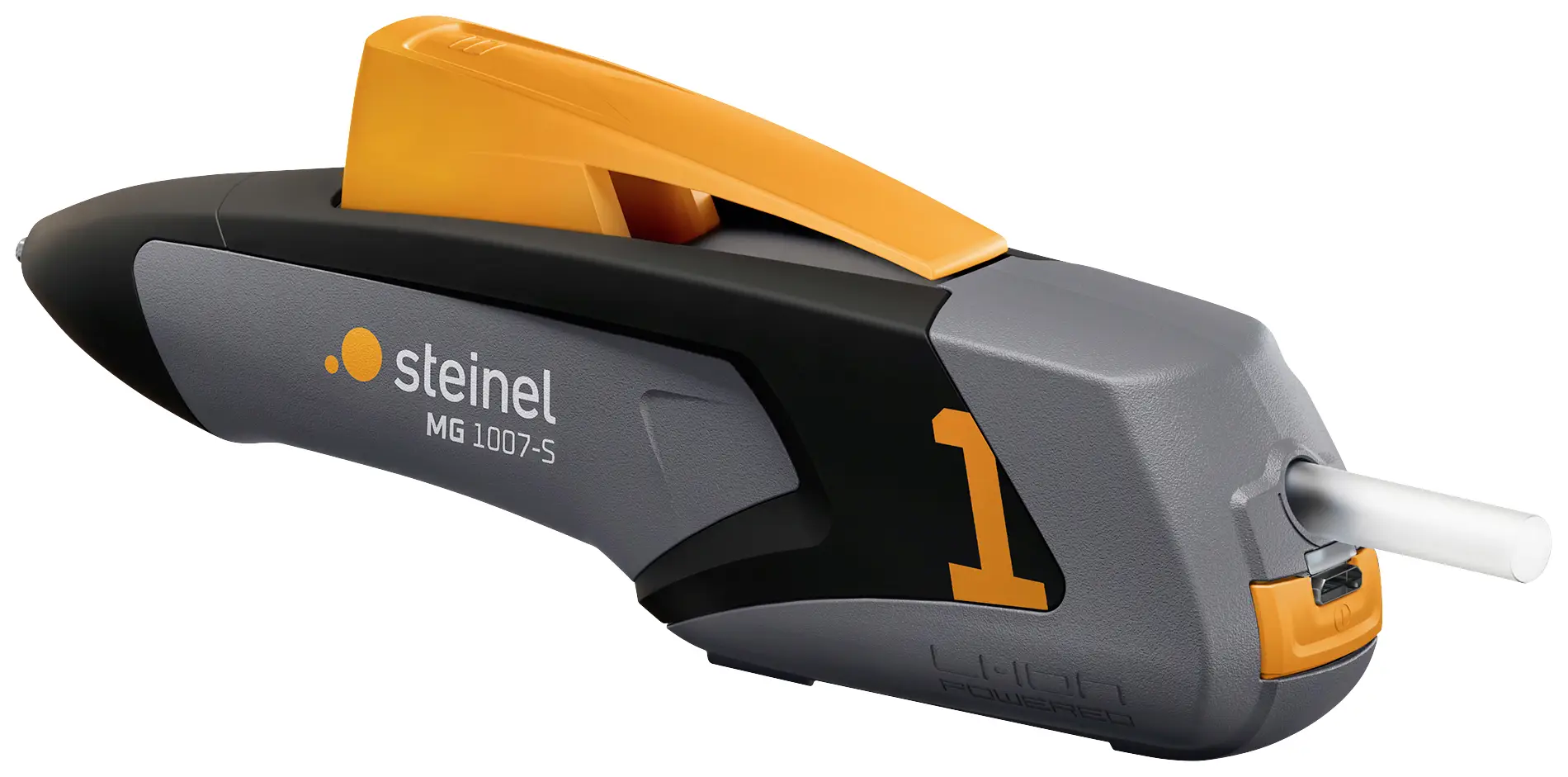 Клеевой пистолет Steinel Mobileglue 1007-S A, беспроводной, в комплекте зарядное устройство, зарядный кабель, индикатор уровня зар