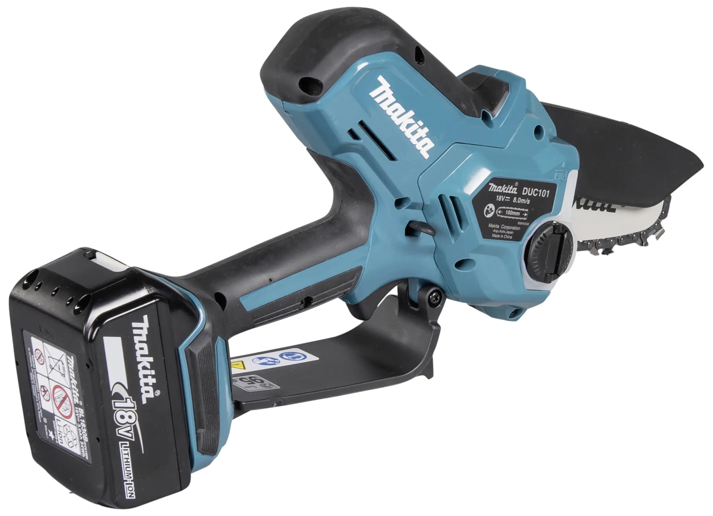 Акумуляторна бензопила Makita DUC101RF01 з акумулятором та зарядним пристроєм, довжина шини 100 мм