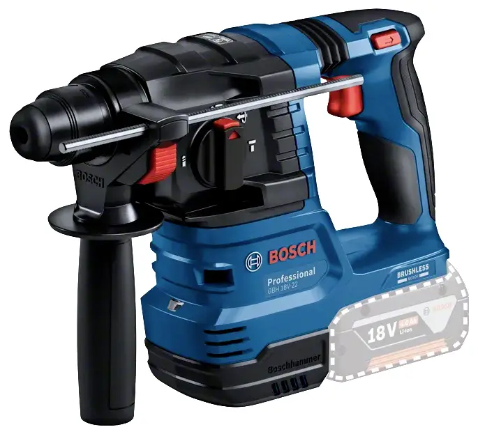 Bosch Professional GBH 18V-22 SDS-Plus-Аккумуляторная ударная дрель, 18 В, 4 Ач, литий-ионный аккумулятор, вкл. 2 аккумулятора, вк