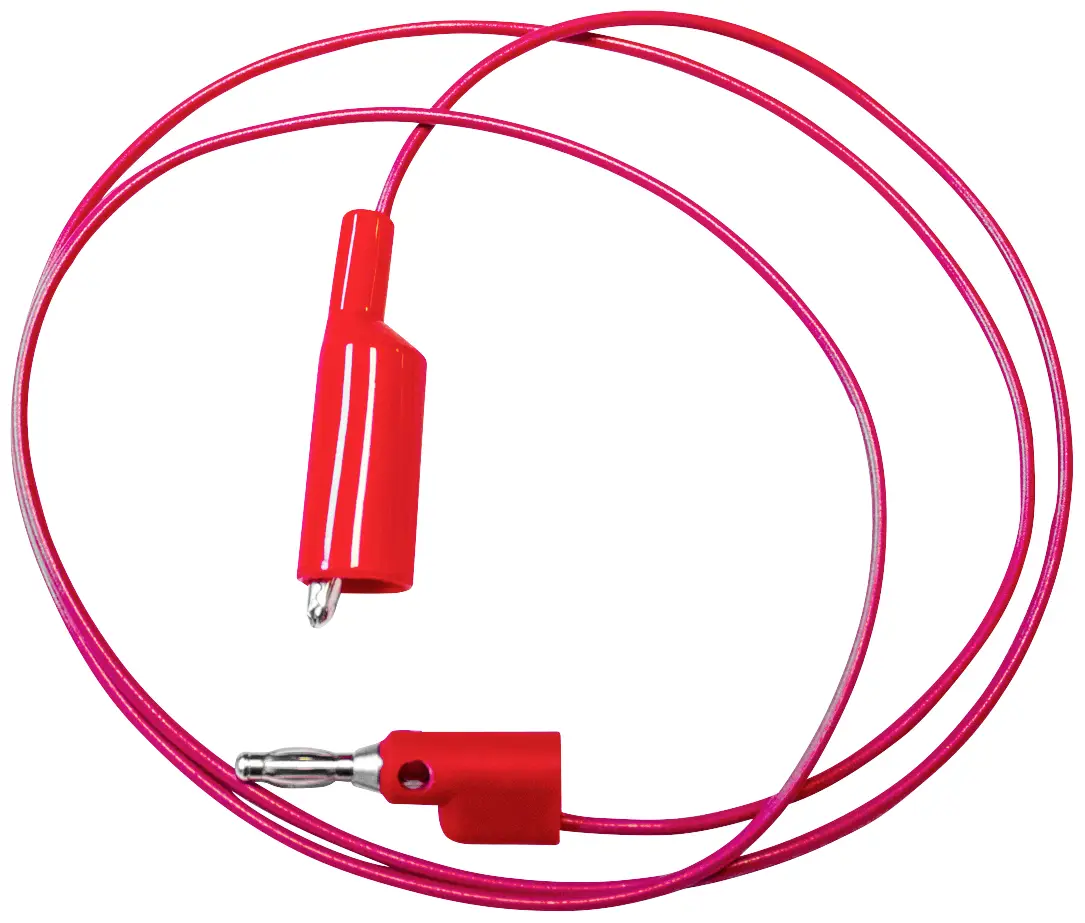 Тестовый провод Mueller Electric BU-2030-A-24-2, штекерный банановый разъем 4 мм, зажимы типа «крокодил», 0,6 м, красный, 1 шт.