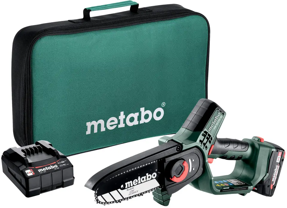 Аккумуляторная пила по дереву Metabo 600856500 с питанием от аккумулятора, включая аккумулятор, зарядное устройство, длина направл