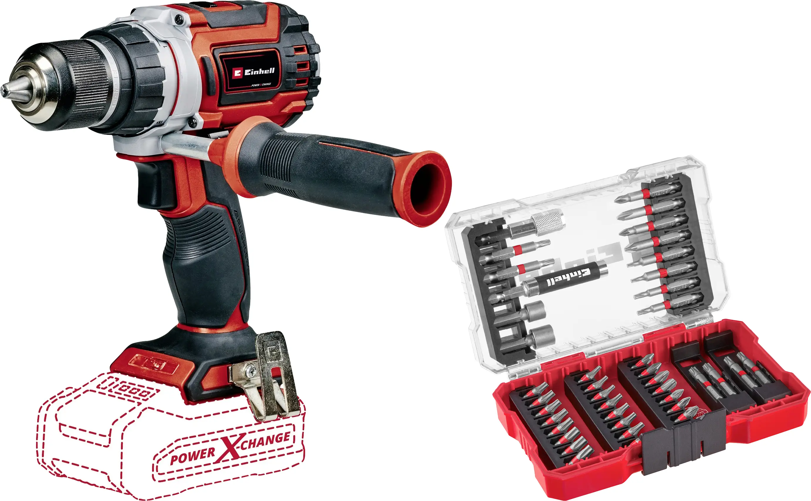 Einhell TP-CD 18/60 Li BL 2618460+2936798 Аккумуляторная дрель-шуруповерт 18 В, в комплекте 42 шт. Набор бит, без зарядного устрой