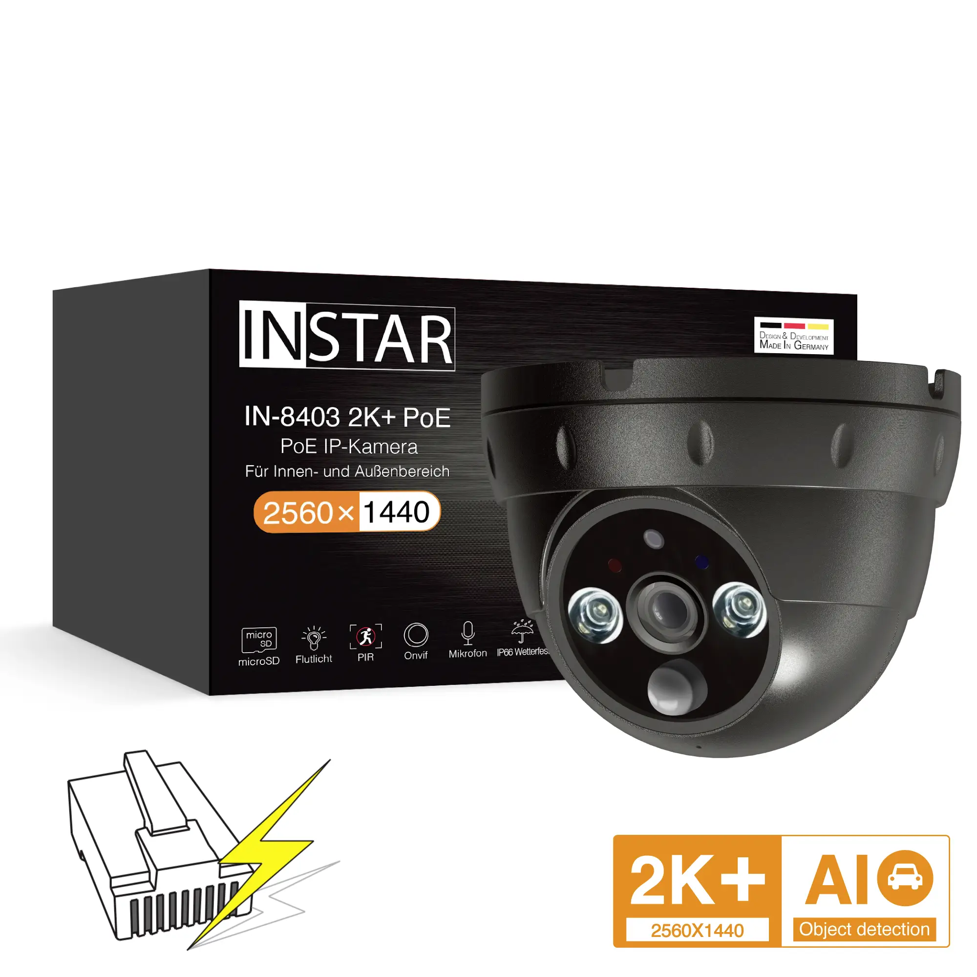 IP-камера відеоспостереження INSTAR IN-8403 2K+ POE sw 14081 LAN 2560 x 1440 пікселів