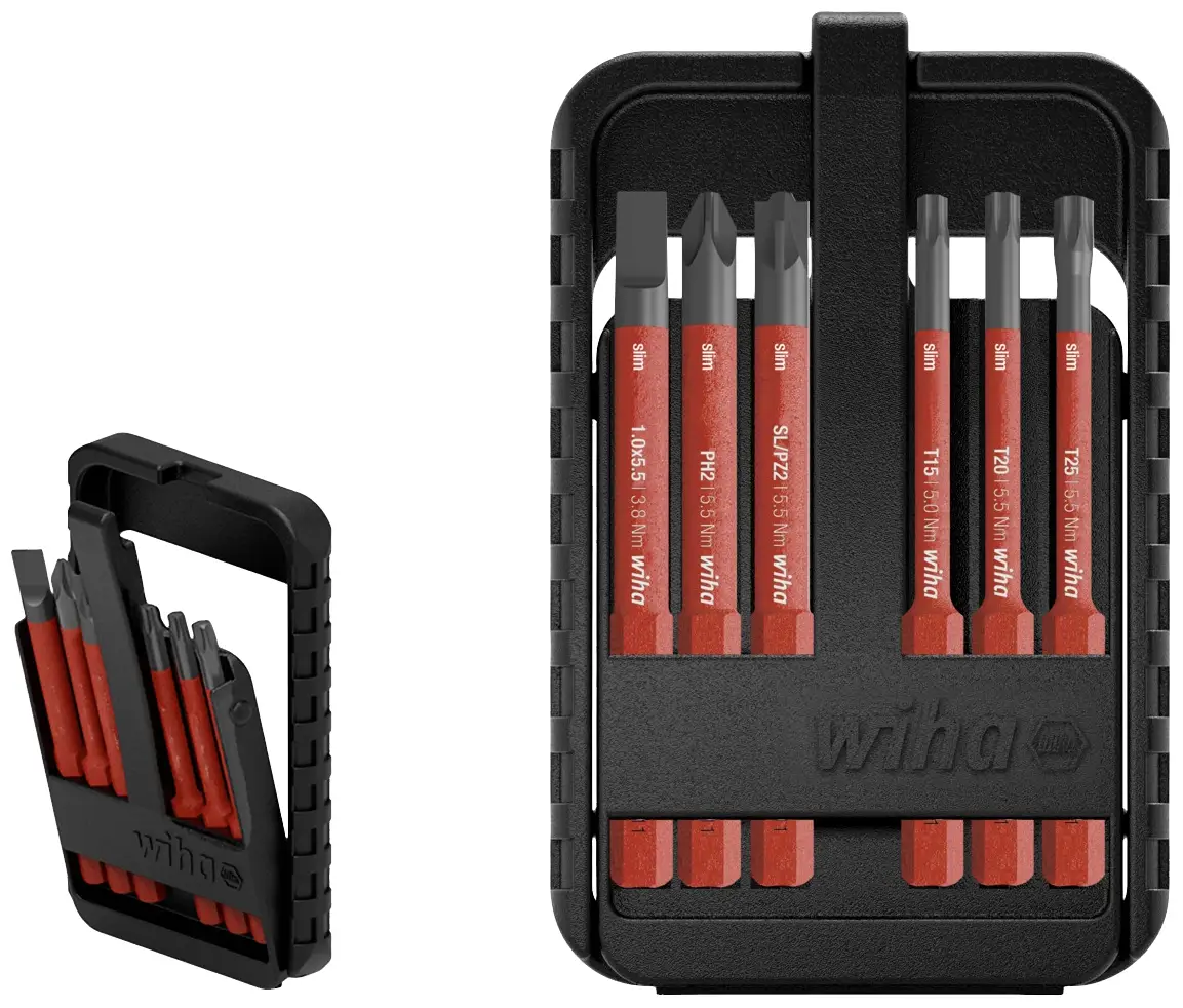 Wiha slimBit electric 45804 6 бит: шлицевые, Phillips, Pozidriv, TORX