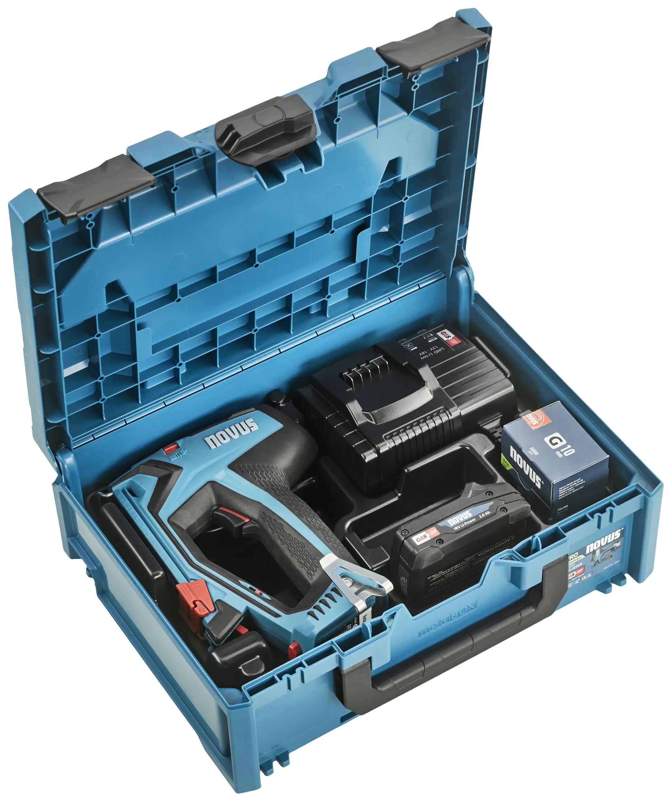 Степлер Novus Tools 031-0366, аккумуляторный, тип скобы 53F, длина скобы 6–14 мм, в комплекте с батареей и зарядным устройством.