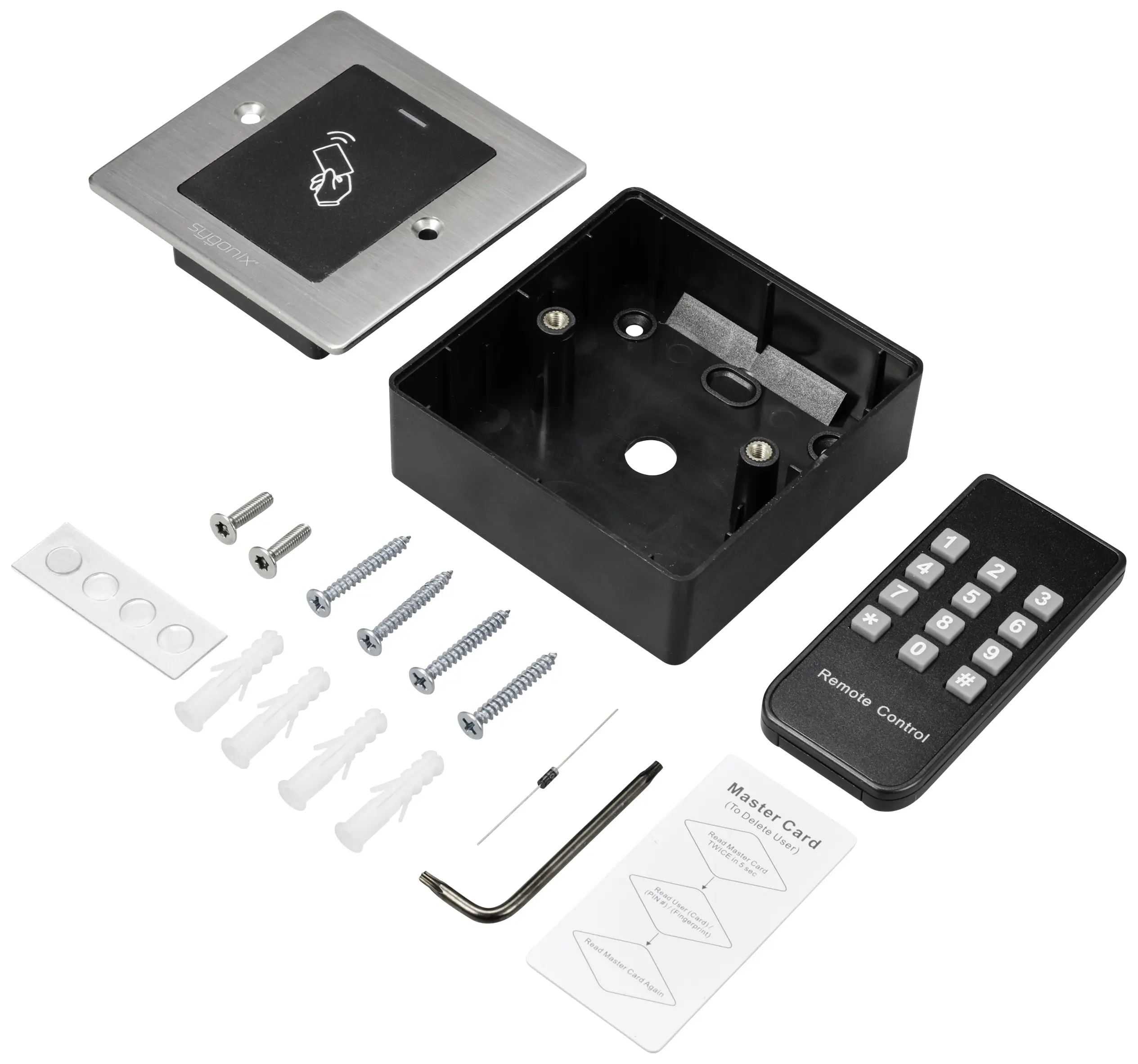 Кодова клавіатура з RFID Sygonix SY-6097864 для прихованого монтажу 12 В/DC, 18 В/DC IP66