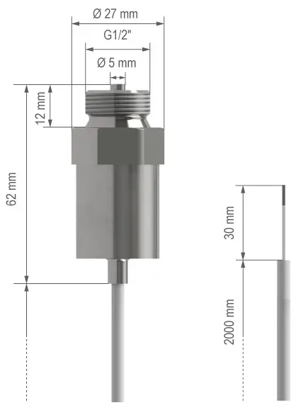 Датчики тиску B + B Thermo-Technik 0550 2282-002, від 0 бар до 2 бар, кабель, 1 шт.