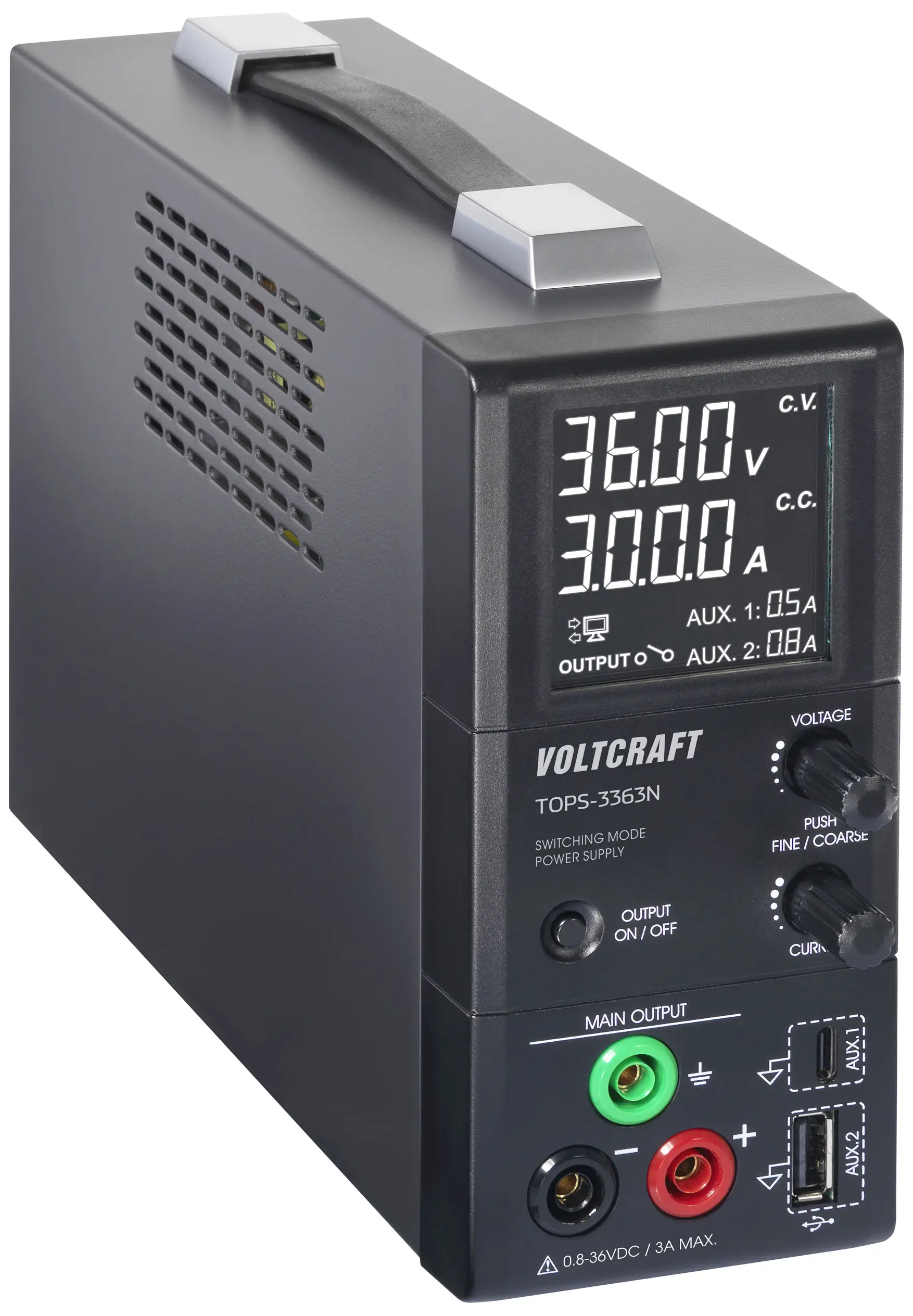 Регульований лабораторний блок живлення VOLTCRAFT TOPS-3363N 0,8 - 36 В 0,1 - 3 A 100 Вт