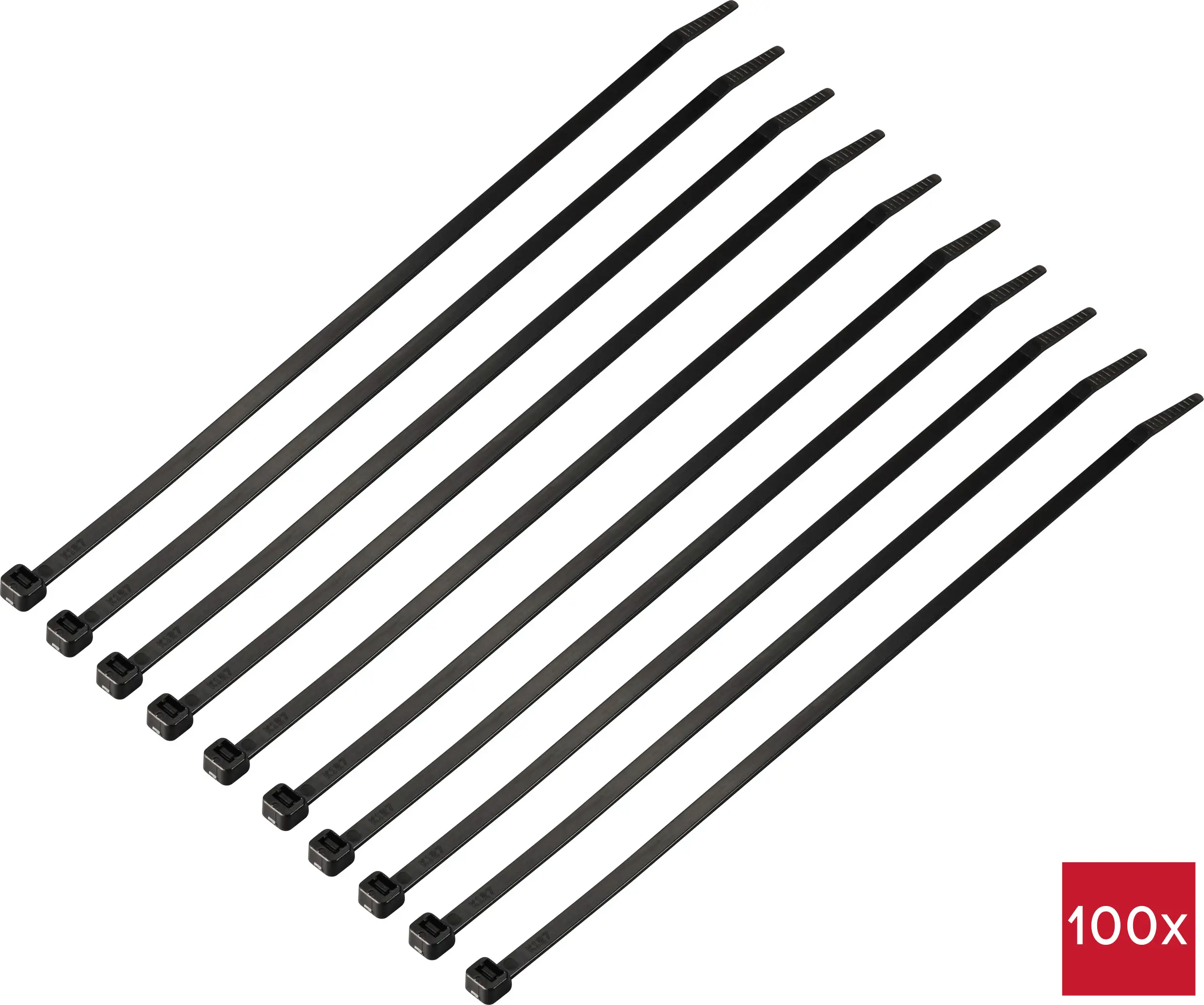 TRU COMPONENTS TC-12523696 Кабельная стяжка 250 мм 4,8 мм, черная, морозостойкая, 100 шт.