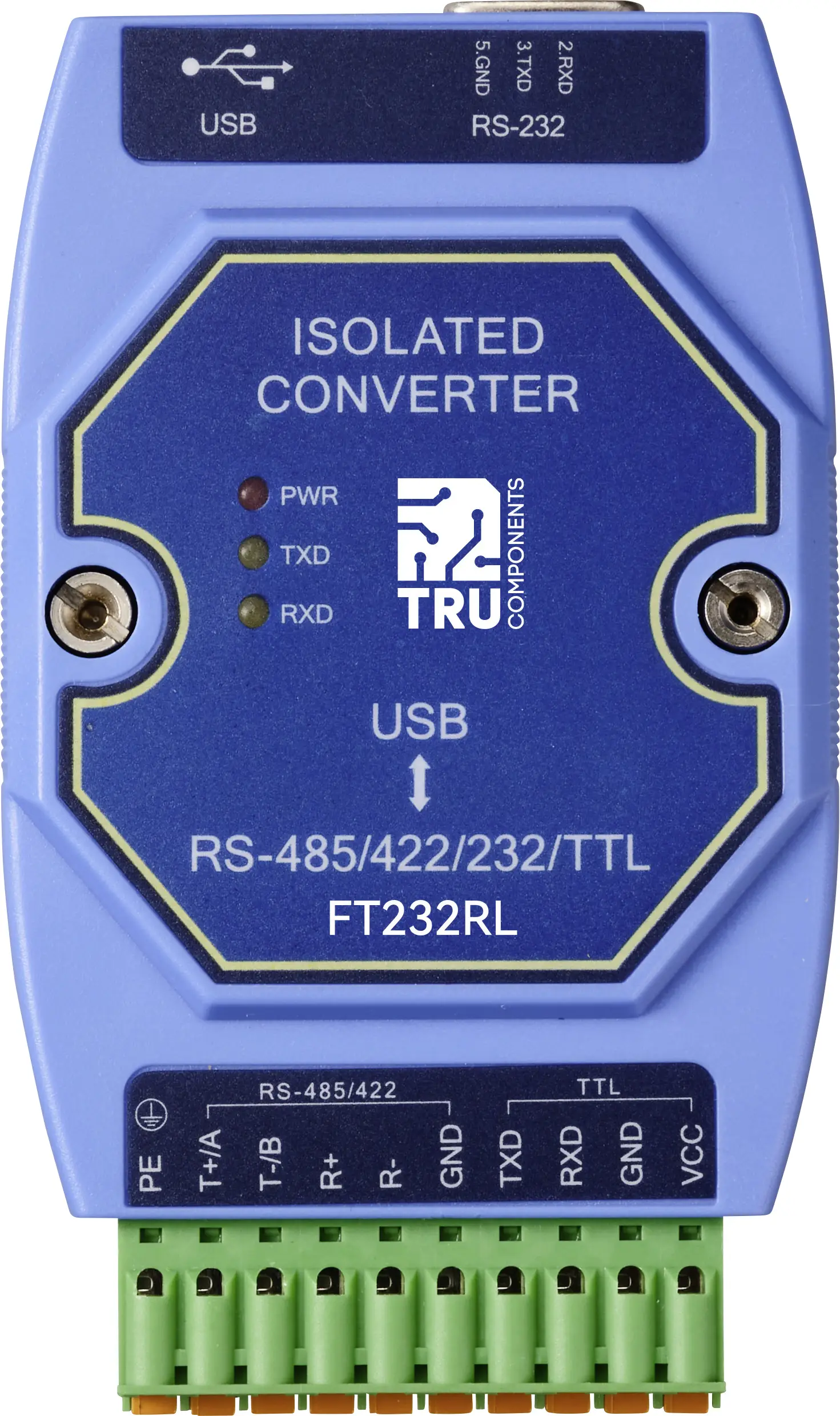 TRU COMPONENTS TC-12626056 Последовательный преобразователь USB, RS-422, RS-485, D-SUB9 3,3 В, 5 В
