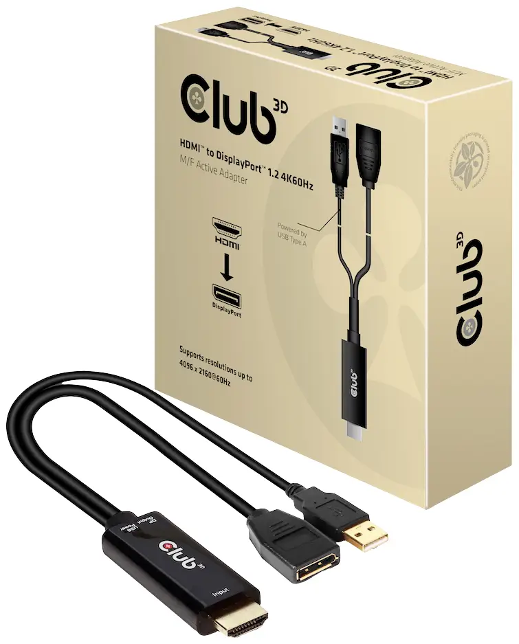 Адаптер HDMI, адаптер DisplayPort club3D HDMI 2.0 - DP 1.2 4K60Hz CAC-1331, 0 мм