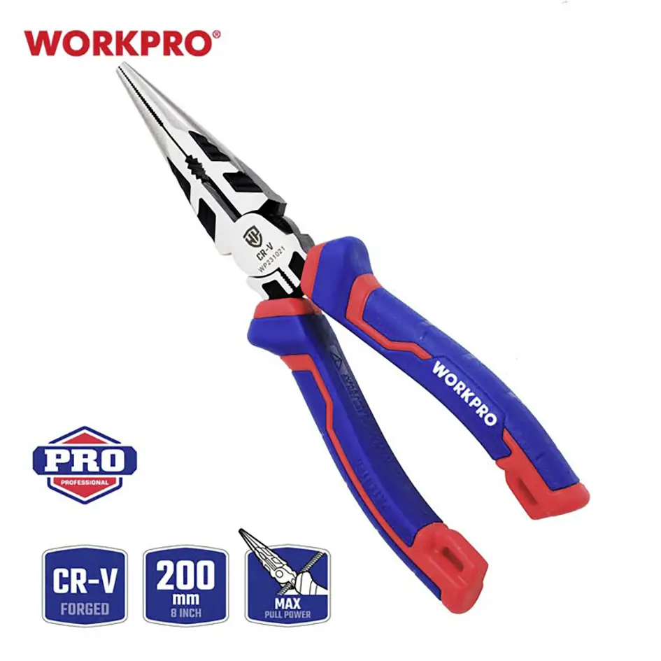 Универсальные длинногубцы WorkPro WP231021, длина 200 мм.