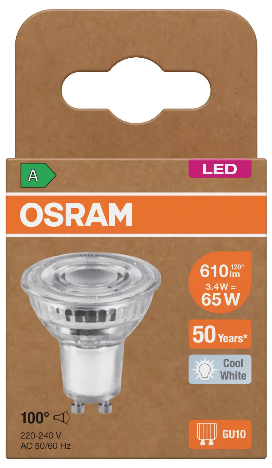 Світлодіодна лампа-прожектор OSRAM HOMELIGHTING 4099854267826 GU10 3,3 Вт = 65 Вт 600 лм білий 1 шт.
