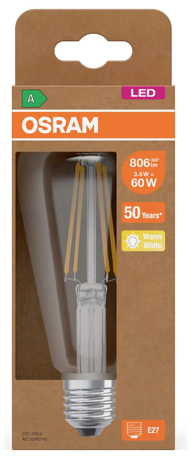 Світлодіодна лампа OSRAM HOMELIGHTING 4099854235634 E-27 3,8 Вт = 60 Вт 806 лм теплий білий 1 шт.