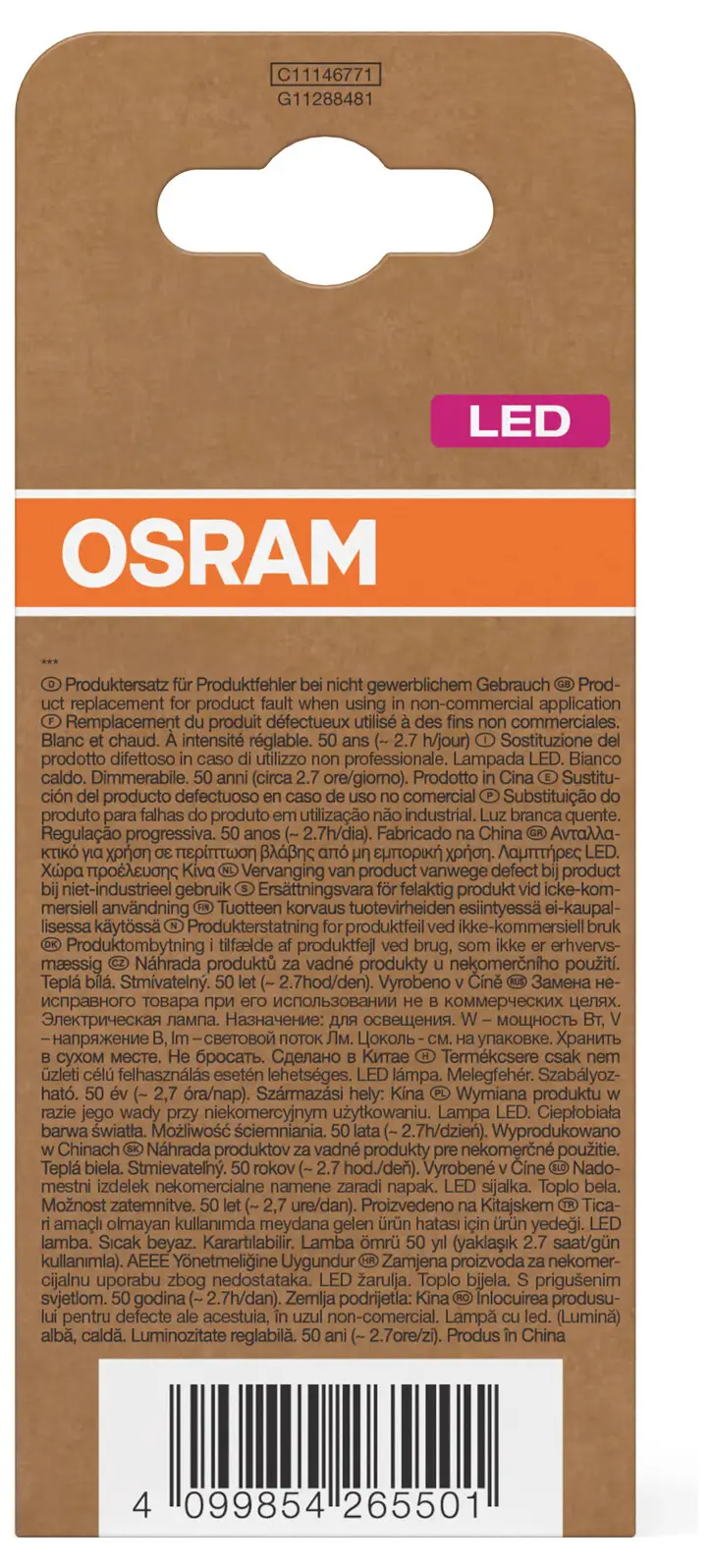 Світлодіодна лампа OSRAM HOMELIGHTING 4099854265501 E-27 3,8 Вт = 60 Вт 806 лм теплий білий 1 шт.