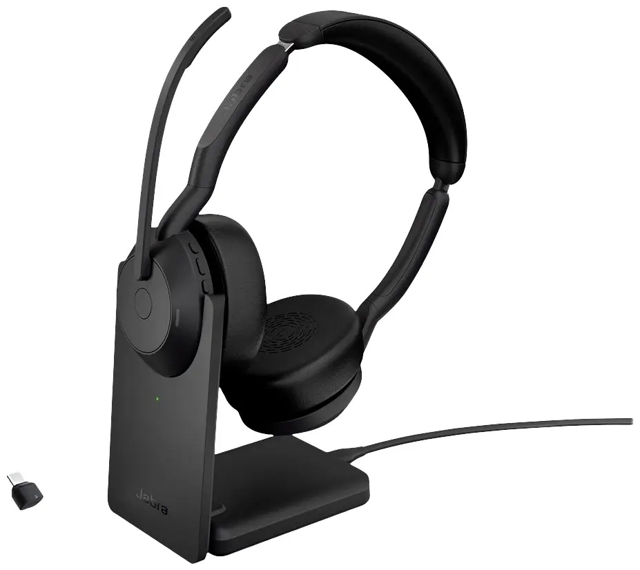 Накладные стереонаушники Jabra Evolve2 55 UC с Bluetooth, черного цвета, с шумоподавлением, отключением микрофона, регулировкой гр