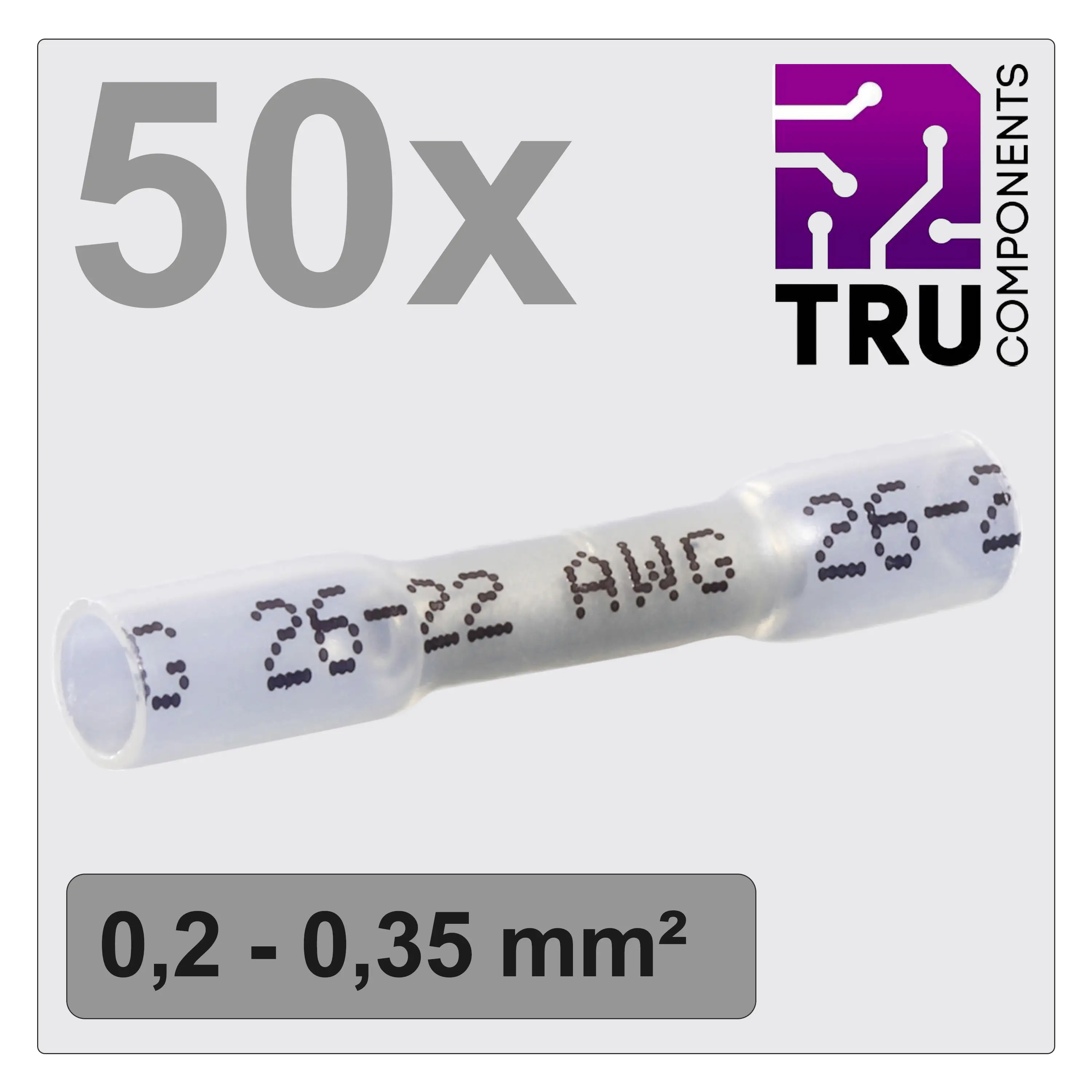 Стиковий з'єднувач TRU COMPONENTS TC-12888396 T24C004, повністю ізольований, 0,2 - 0,35 мм², 26 мм, 50 шт.