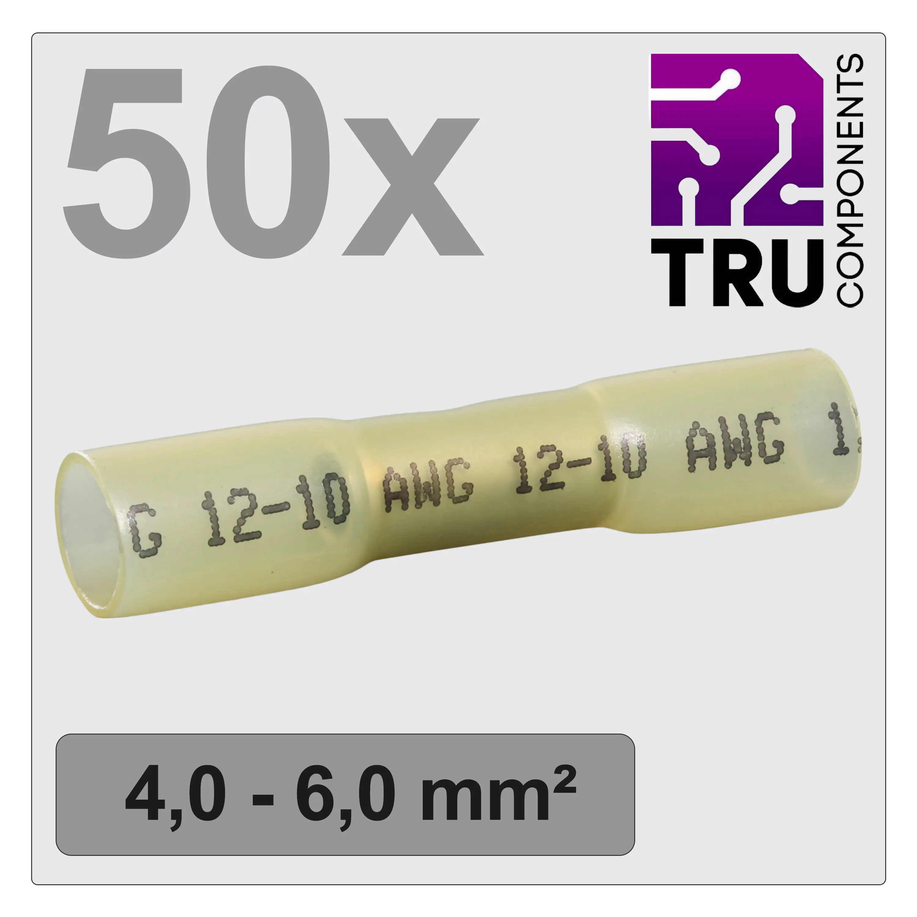Стиковий з'єднувач TRU COMPONENTS TC-12888412 T24C008, повністю ізольований, 4 - 6 мм², 42 мм, 50 шт.