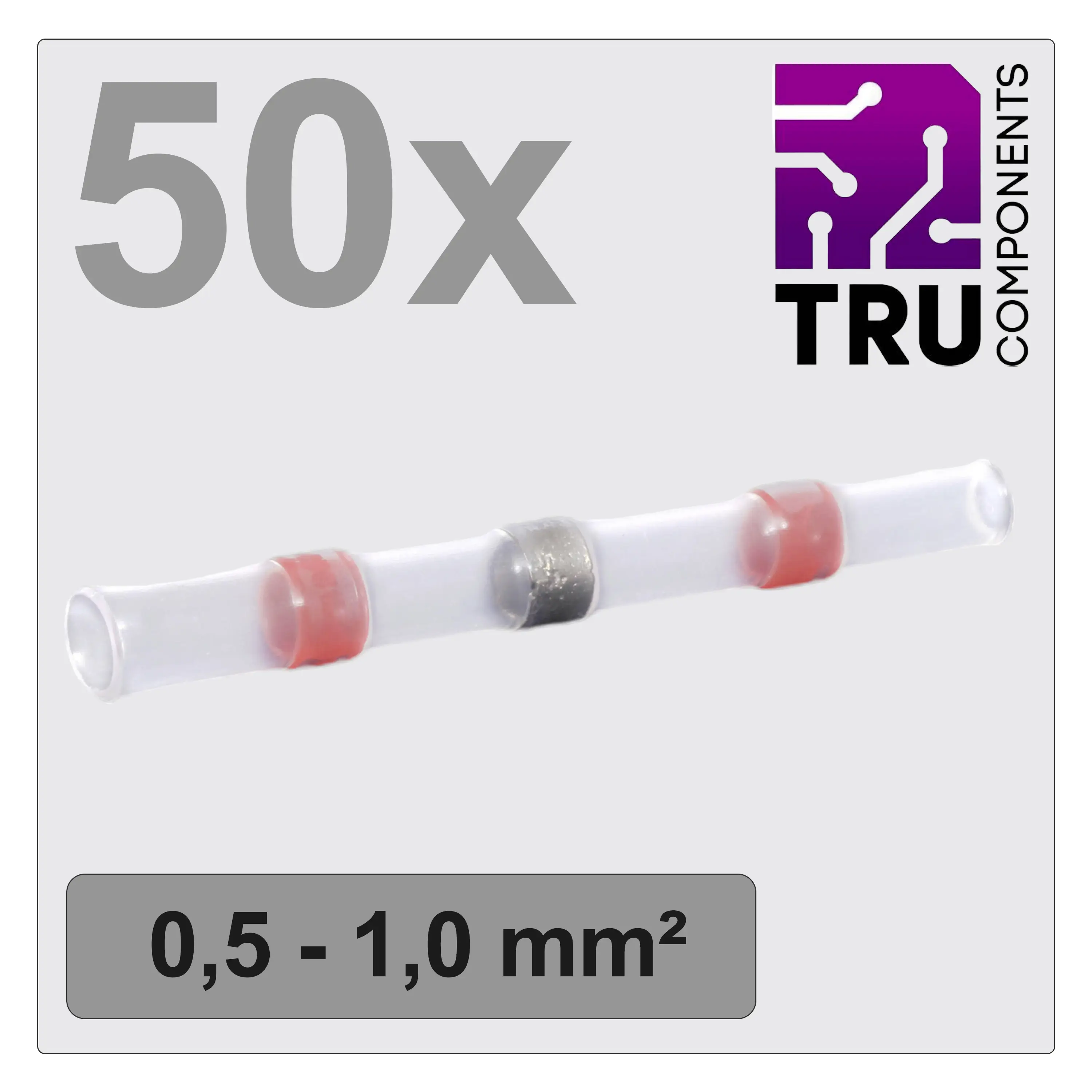 TRU COMPONENTS TC-12888420 Соединитель стыковой T24C010, полностью изолированный, 0,5 - 1,0 мм², 40 мм, 50 шт.