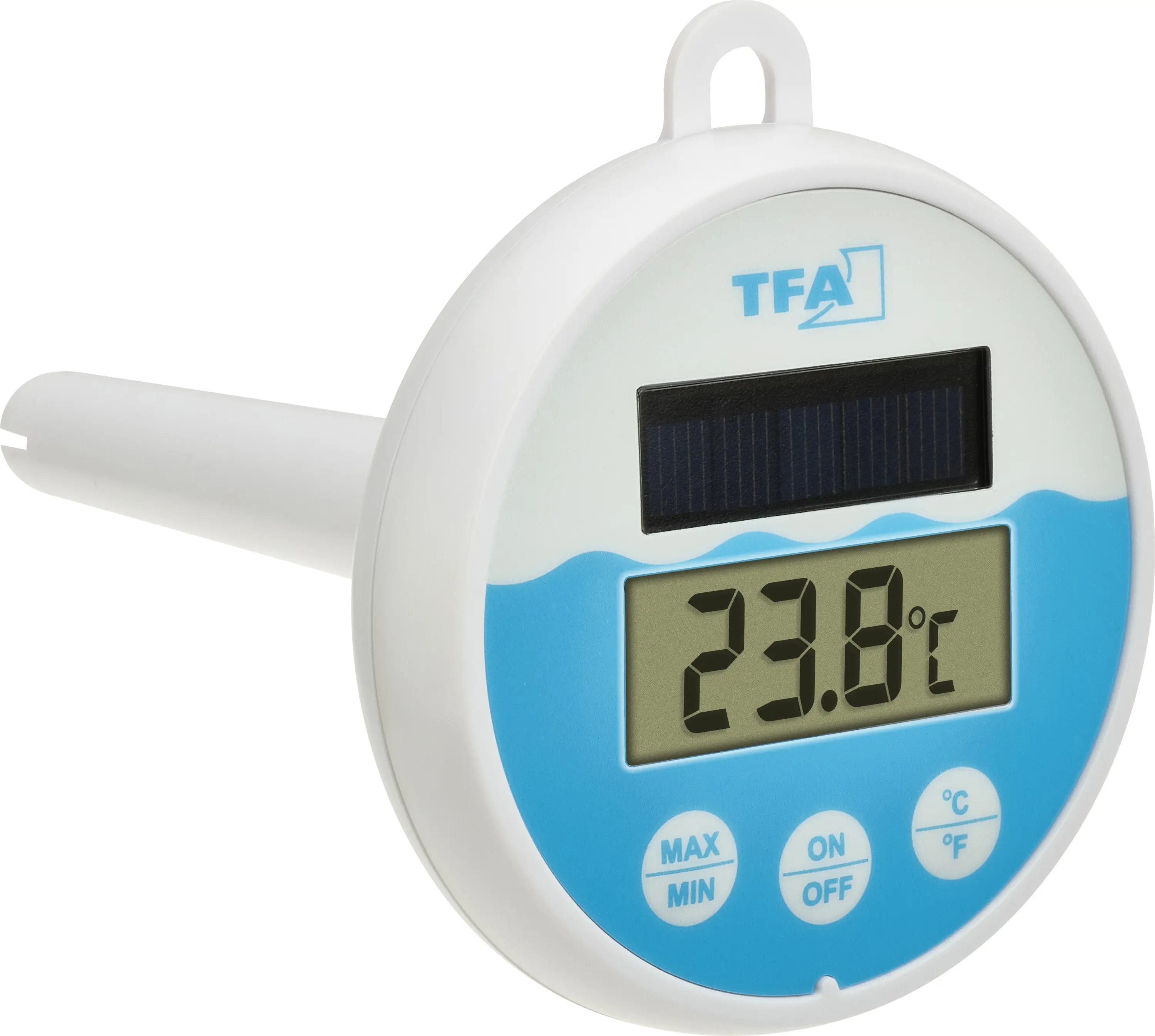 TFA Dostmann Digitales Solar-Poolthermometer Pool thermometer white, turquoise 30.1068.02